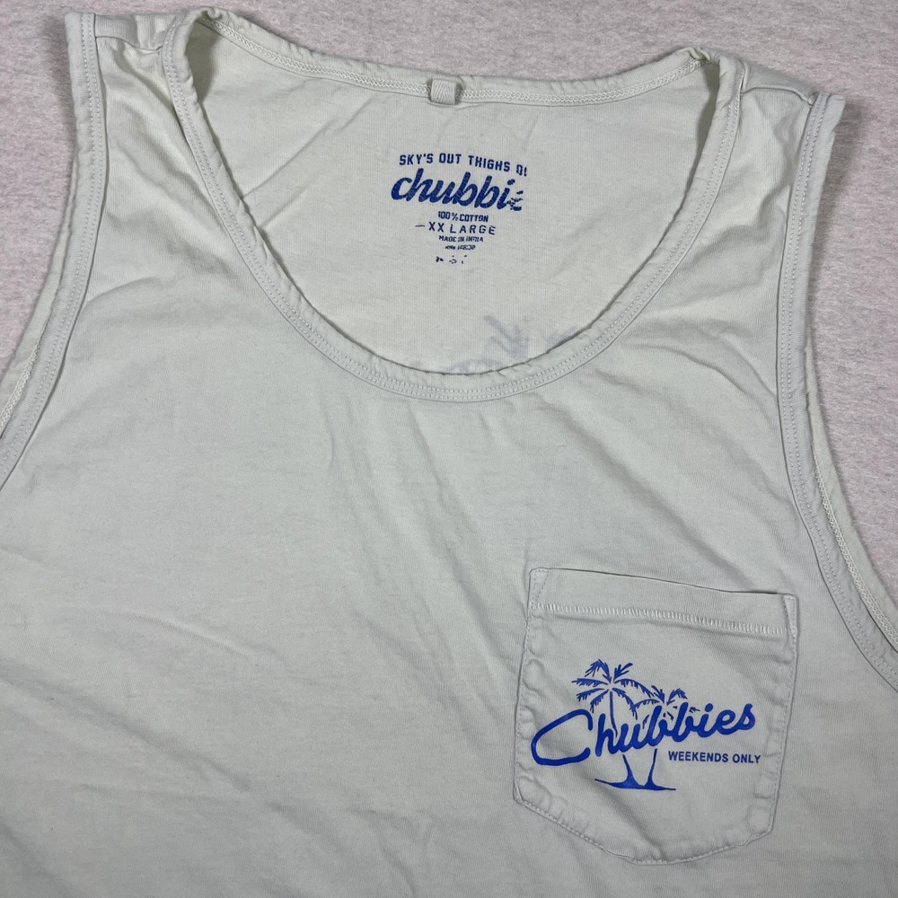 Chubbies Shirt Mens 2XL Light Green Tank Top Pocket Weekends Only Graphic‎